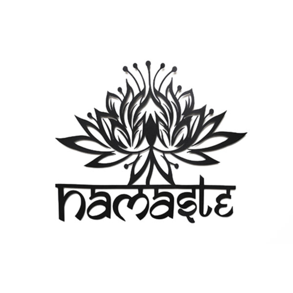 Wallcentre's Namaste Floral Lotus Metal Wall Hanging Art (Black, 48 X 55 cm)