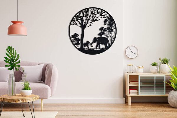 Wallcentre's Elephant Tree Metal Wall Hanging Art