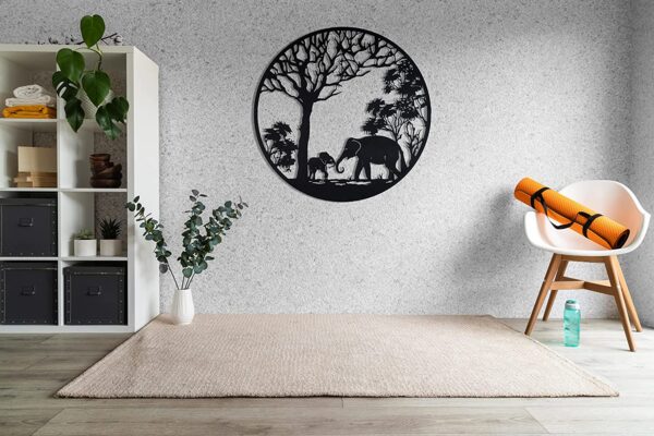 Wallcentre's Elephant Tree Metal Wall Hanging Art
