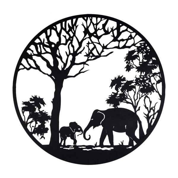 Wallcentre's Elephant Tree Metal Wall Hanging Art