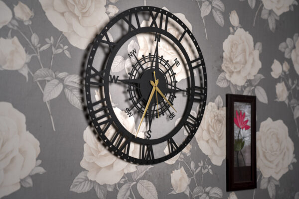 Wallcentre's Directional Metal Wall Clock (Black, Size: 1.5 x 1.5 ft)