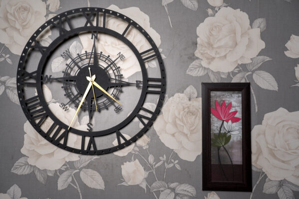 Wallcentre's Directional Metal Wall Clock (Black, Size: 1.5 x 1.5 ft)
