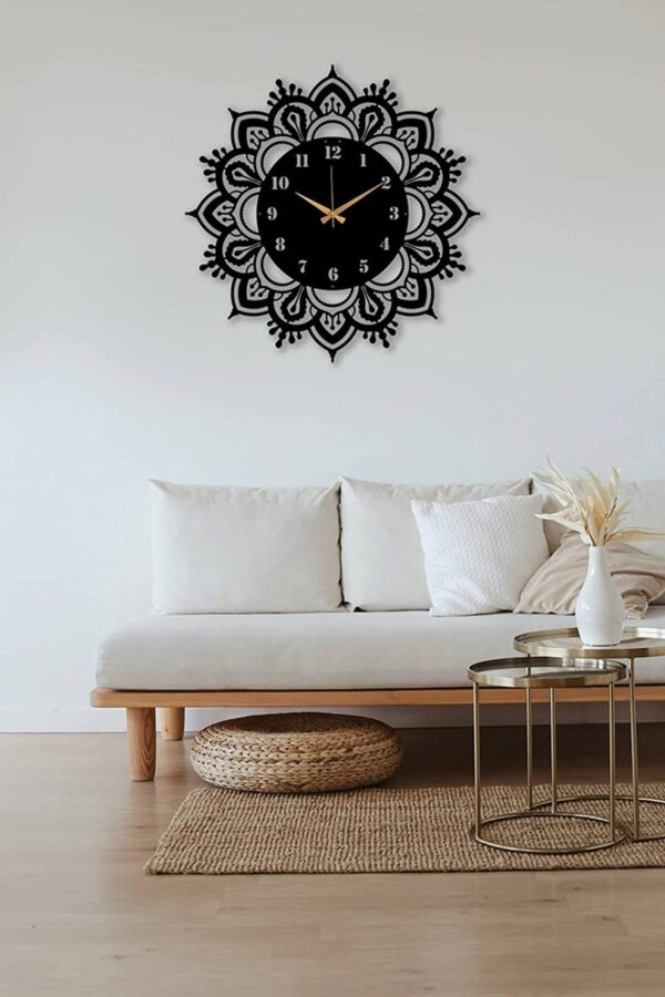 Wallcentre's Mandala Metal Wall Art Clock  (40 Cm, Black)