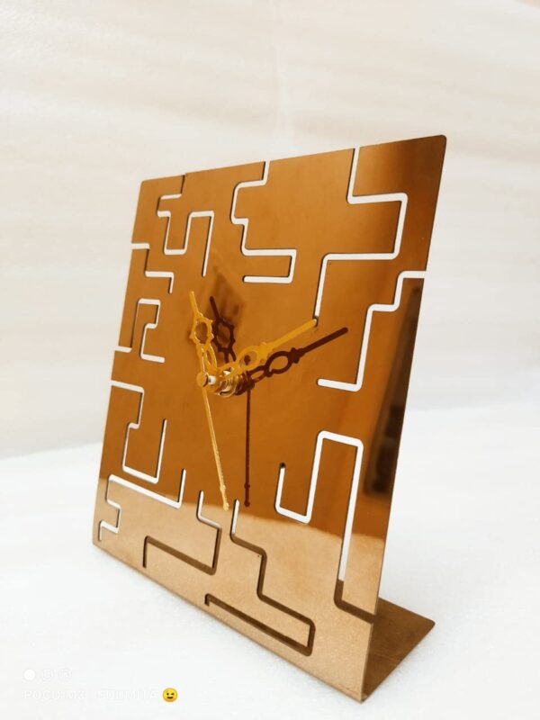 Wallcentre's Stainless Steel Table Clock (160x140mm) Rose Gold (Abstract Design)